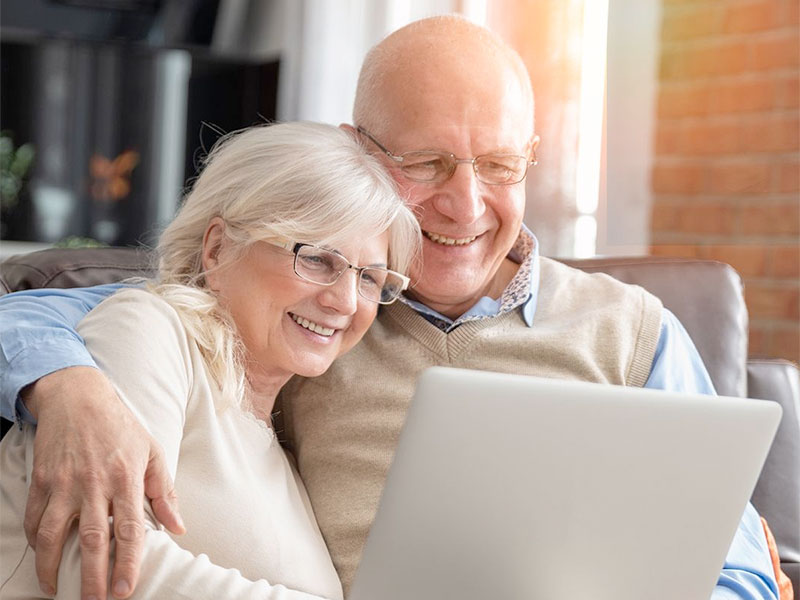 happy old couple smiling